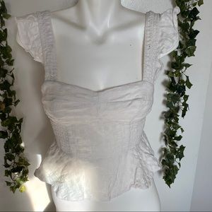 LPA white ruffle blouse, size M